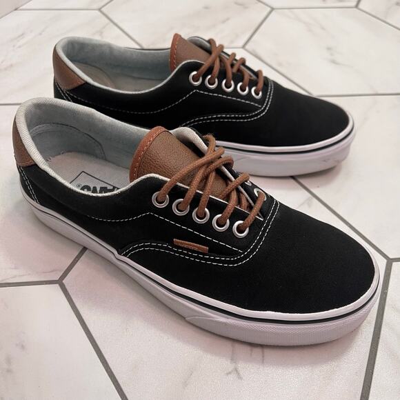 VANS Shoes - Vans Era 59 Black Canvas Leather Detail Sneaker Shoe Size 8 Women